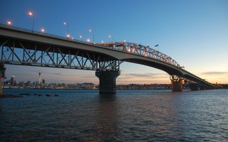 Auckland Harbour Bridge at sunset