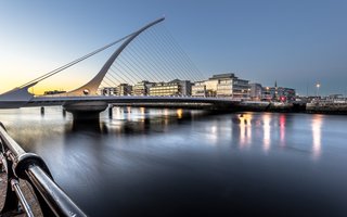 Samuel Beckett Bridge at sunset in Dublin