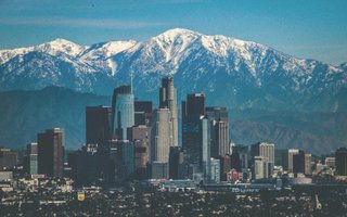 Los Angeles skyline in winter