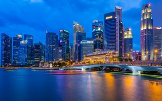 Singapore skyline at blue hour